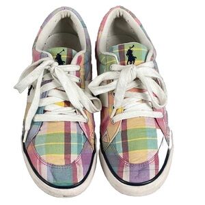 US Polo Ralph Lauren Women’s Size 6 Multicolor Plaid Fabric Sneakers Preppy